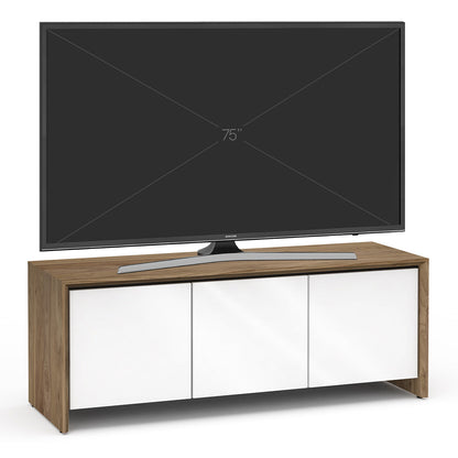 Salamander Chameleon Collection Barcelona 237 Triple AV Cabinet (Natural Walnut with Gloss White Doors)