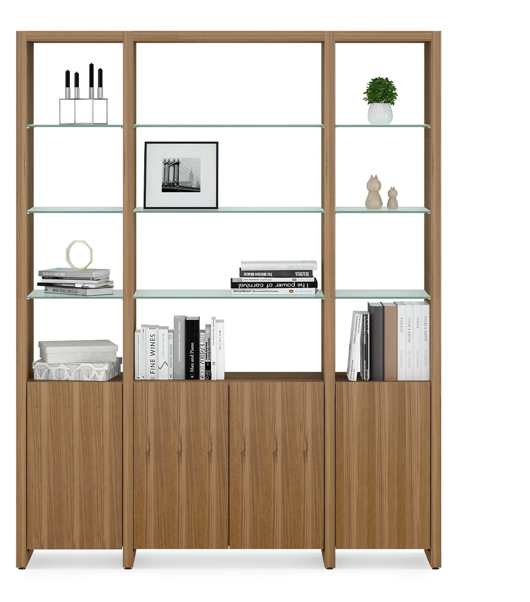 BDI Linea 3 Shelf 66" Wide Shelving System (Natural Walnut)
